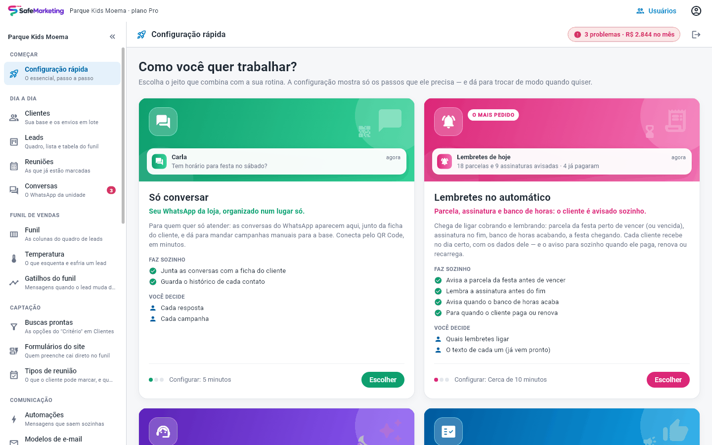 Barra do alto da Raili, com o nome da empresa e o plano, o botão Usuários e o ícone Minha conta